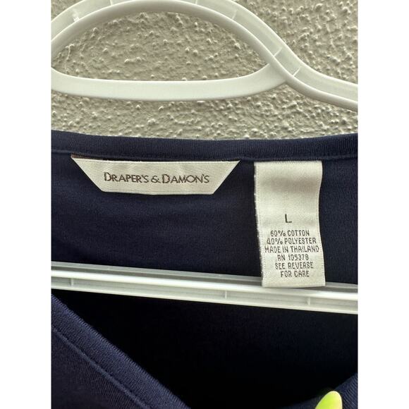 Drapers & Damons Womens Shirt Size Large Blue 3/4 Sleeve Boatneck M14604 - Picture 4 of 11